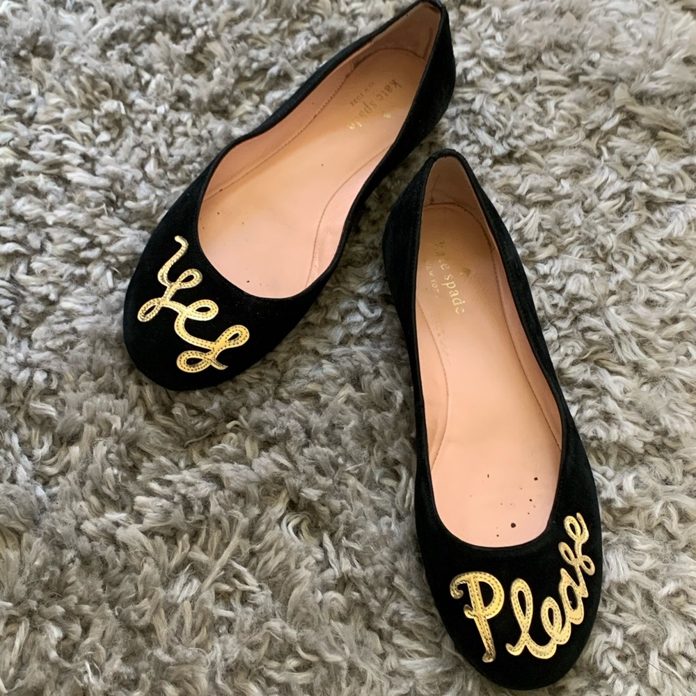 Kate Spade Black and Gold Flats